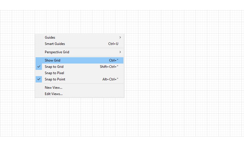 در زیر منو View،‌ گزینه‌های Show Grid ،Snap to Grid و Snap to Point را فعال کنید